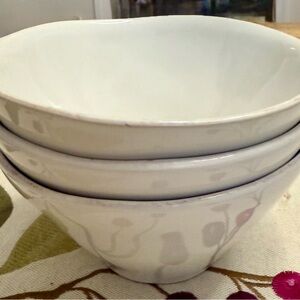 Crate & Barrel White Ceramic “cereal” Bowls (3) from Marin collection